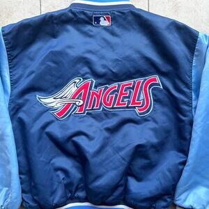 Anaheim Angels 90s STARTER satin DISNEY Wing Diamond jacket M navy blue MLB vtg